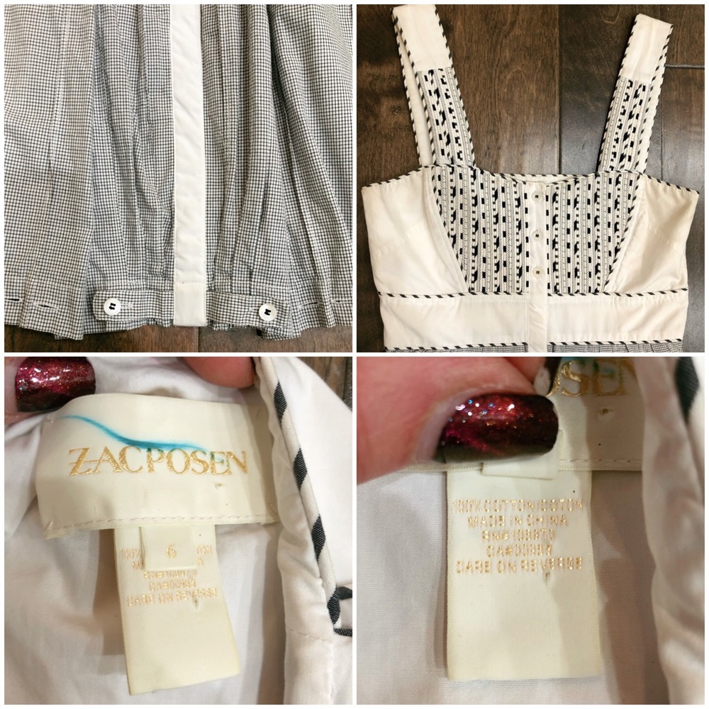 Zac Posen Gingham Plaid Embroidered Cotton Dress SZ 6 - Picture 16 of 16